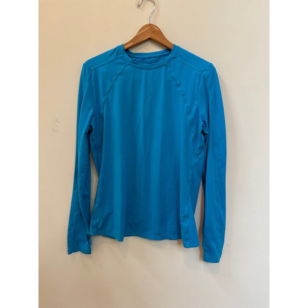 Nils Baselayer Cold Weather Ski Long Sleeve Shirt Size Large Thumbholes Blue